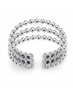 Cilla Jewels Zilverkleurige Verstelbare Damesring met Drie Fijne Bolletjesbanden
