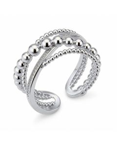 Cilla Jewels Zilverkleurige Verstelbare Damesring met Gemengde Bolletjesbanden