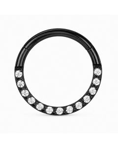 Cilla Jewels Zwarte Damesneusring met Clickersluiting en Witte Zirkonia