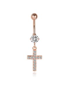 Cilla Navelpiercing met Hangertje - Kruis RosÃ© Goud