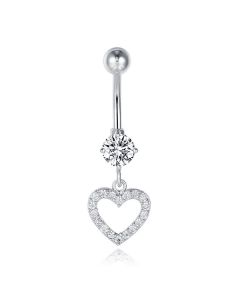 Cilla Navelpiercing met Hart Hangertje Zilver