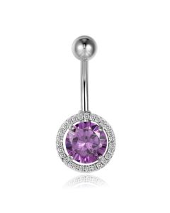 Cilla Navelpiercing van Titanium - Bling Zilver & Paars