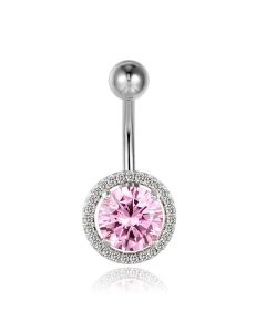 Cilla Navelpiercing van Titanium - Bling Zilver & Roze