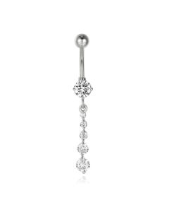 Cilla Navelpiercing van Titanium - Zirkonia Zilver