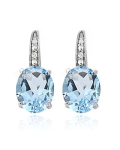 Cilla Jewels 925 Zilveren Oorbellen met Grote Blue Topaz Steen
