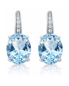Cilla Jewels 925 Zilveren Oorbellen met Grote Blue Topaz Steen