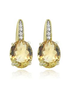 Cilla Jewels 925 Zilveren Oorbellen met Grote Citrine Steen