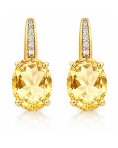 Cilla Jewels 925 Zilveren Oorbellen met Grote Citrine Steen