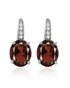 Cilla Jewels 925 Zilveren Oorbellen met Grote Rode Garnet Steen