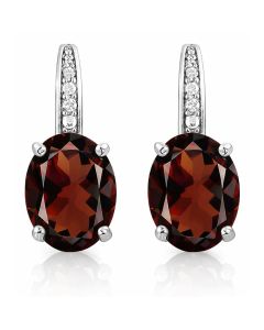 Cilla Jewels 925 Zilveren Oorbellen met Grote Rode Garnet Steen