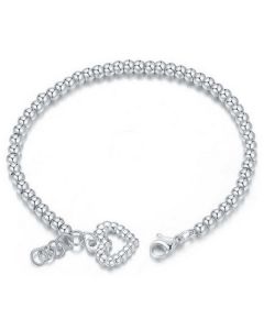 Cilla Jewels Dames Armband Kraalvormig met Hart Zilver