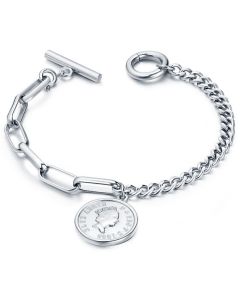 Cilla Jewels Dames Armband met Koningin Elizabeth Munt Zilver