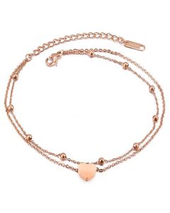 Cilla Jewels Dames Dubbele Enkelband met Hart Rose