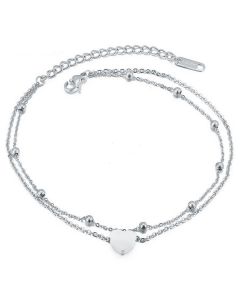 Cilla Jewels Dames Dubbele Enkelband met Hart Zilverkleurig