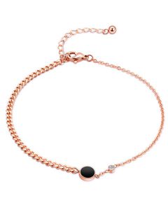 Cilla Jewels Dames Enkelband Black Disc met Zirkonia Rose