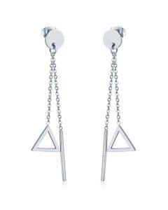 Cilla Jewels Dames oorhangers Edelstaal Staaf Driehoek Zilverkleurig