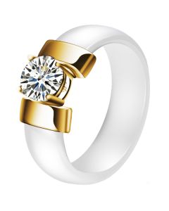 Cilla Jewels dames ring Keramiek Wit met Goud