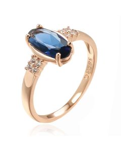 Cilla Jewels Damesring met Blauwe Zirkonia en Roségouden Plating
