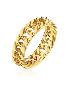 Cilla Jewels Damesring met Cuban Link Schakel - Goudkleurig 