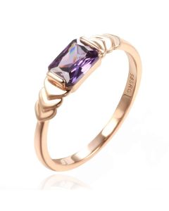 Cilla Jewels Damesring met Grote Rechthoekige Paarse Zirkonia