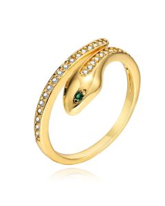 Cilla Jewels Damesring met Slangmotief en Groene Zirkonia Ogen