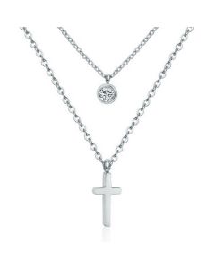 Cilla Jewels Gelaagde dames ketting Edelstaal Zilverkleurig Kruis