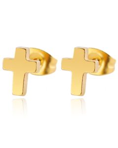 Cilla Jewels oorknoppen Edelstaal Kruis Goudkleurig