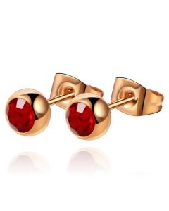 Cilla Jewels oorstekers Rose Edelstaal Rode steen