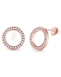 Cilla Jewels dames oorknoppen 925 Zilver Open Circle Rose