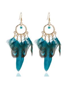 Cirkelvormige Oorbellen met Boho Veertjes - Deja Jewels