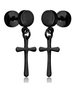 Cross Stud oorbellen Titanium Black