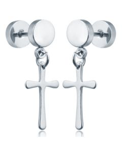 Cross Stud oorbellen Titanium Silver