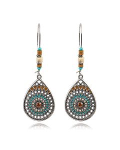 Dames druppel oorbellen zilver multicolor turquoise stenen