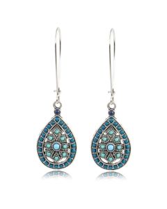 Dames druppel oorbellen zilver turquoise multicolor stenen