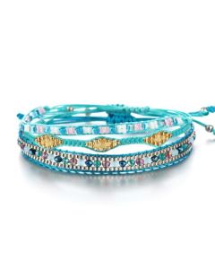 Dames multilayer armband van touw met multicolor turquoise kristallen