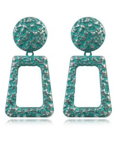 Dames oorbellen of oorhangers groen rond en rechthoekig