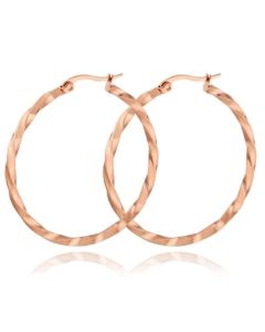 Dames Oorbellen Ringen Rose kleurig Gedraaid Edelstaal - 30mm