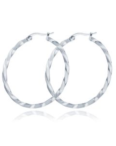 Dames Oorbellen Ringen Zilver kleurig Gedraaid Edelstaal - 30mm