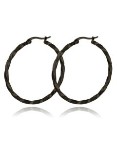 Dames Oorbellen Ringen Zwart Gedraaid Edelstaal - 30mm