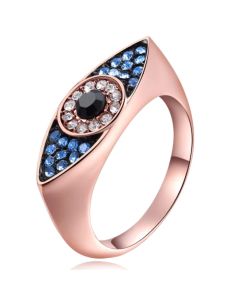 Dames Ring Boze Oog Rose kleurig van Edelstaal met Zirkonia