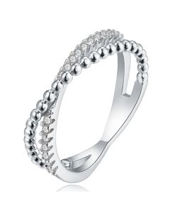 Dames Ring Verzilverd van Edelstaal met Zirkonia