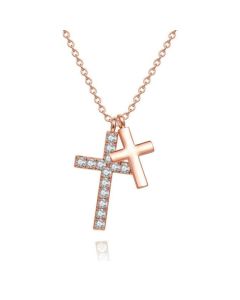 Dames ketting met kruis en zirkonia Rose