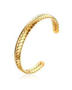 Damesarmband Edelstaal Goudkleurig Bangle Vlechtpatroon
