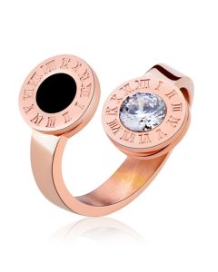 Damesring Rosegoudkleurig Staal Roman Numerals