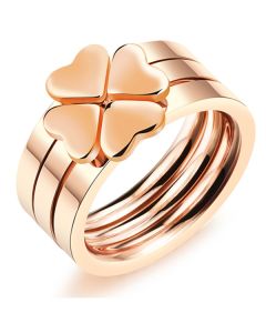 Damesring Rosegoudkleurig Staal Three Part Hearts