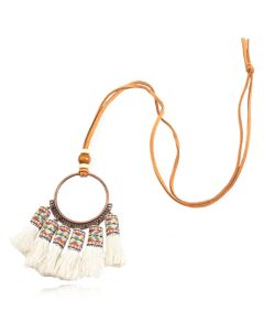 Deja Boho Tassel Ketting - Wit