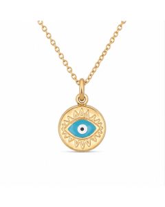 Deja Jewels Goudkleurige Dames Ketting met Blauw Oogmedaillon