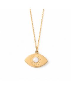 Deja Jewels Goudkleurige Dames Ketting met Ooghanger en Witte Synthetische Parel
