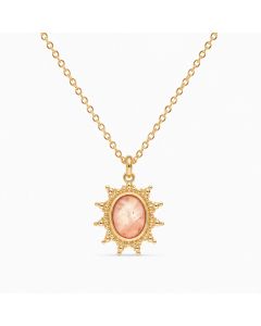 Deja Jewels Goudkleurige Dames Ketting met Ronde Roze Zonhanger