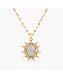 Deja Jewels Goudkleurige Dames Ketting met Ronde Witte Zonhanger